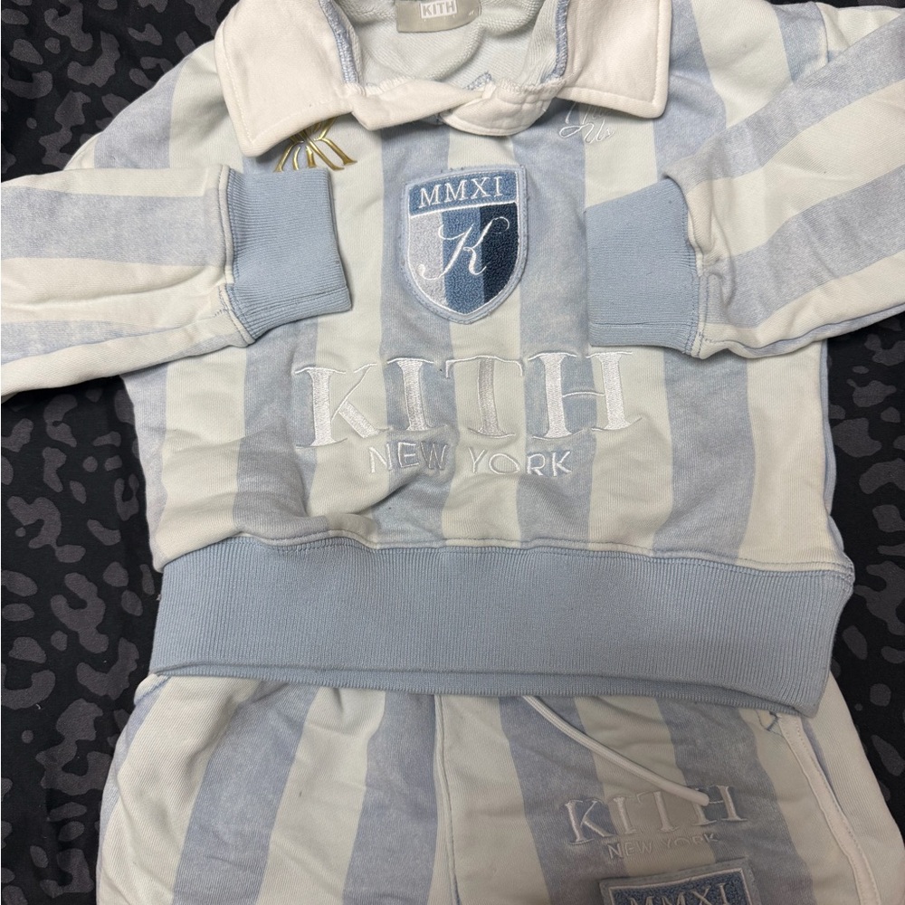 Kith Kids Matching Set in Light Blue and White